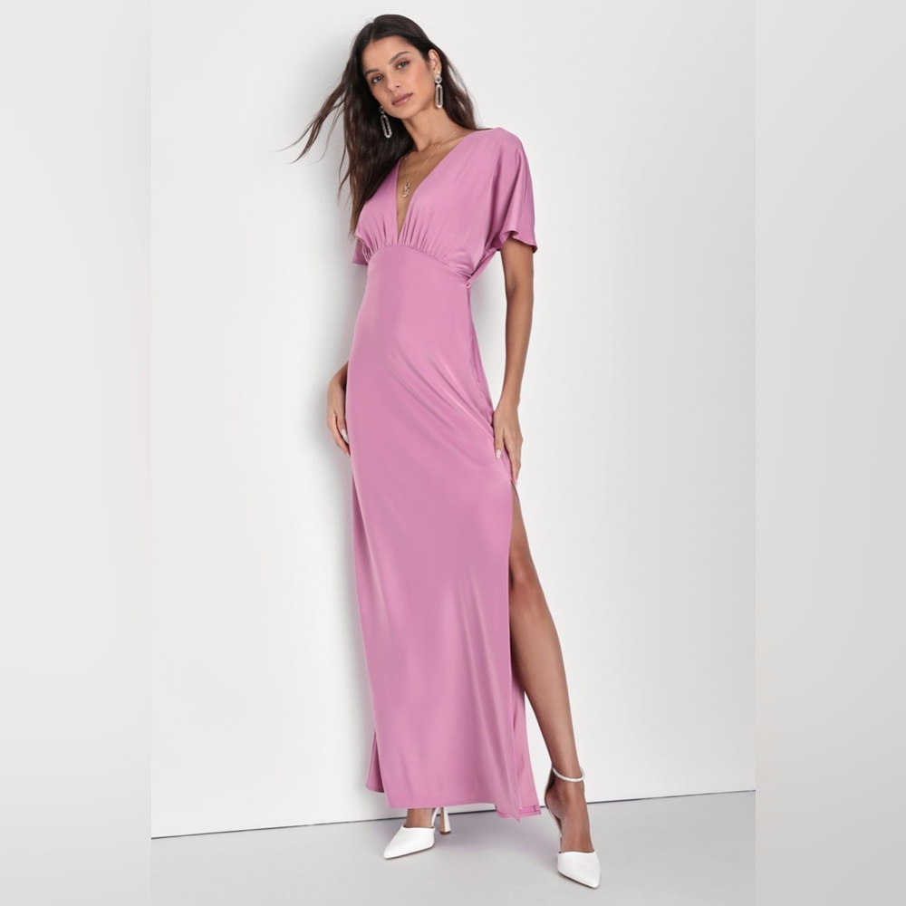 Lulu's Satin Dolman Sleeve Maxi Dress - NWT